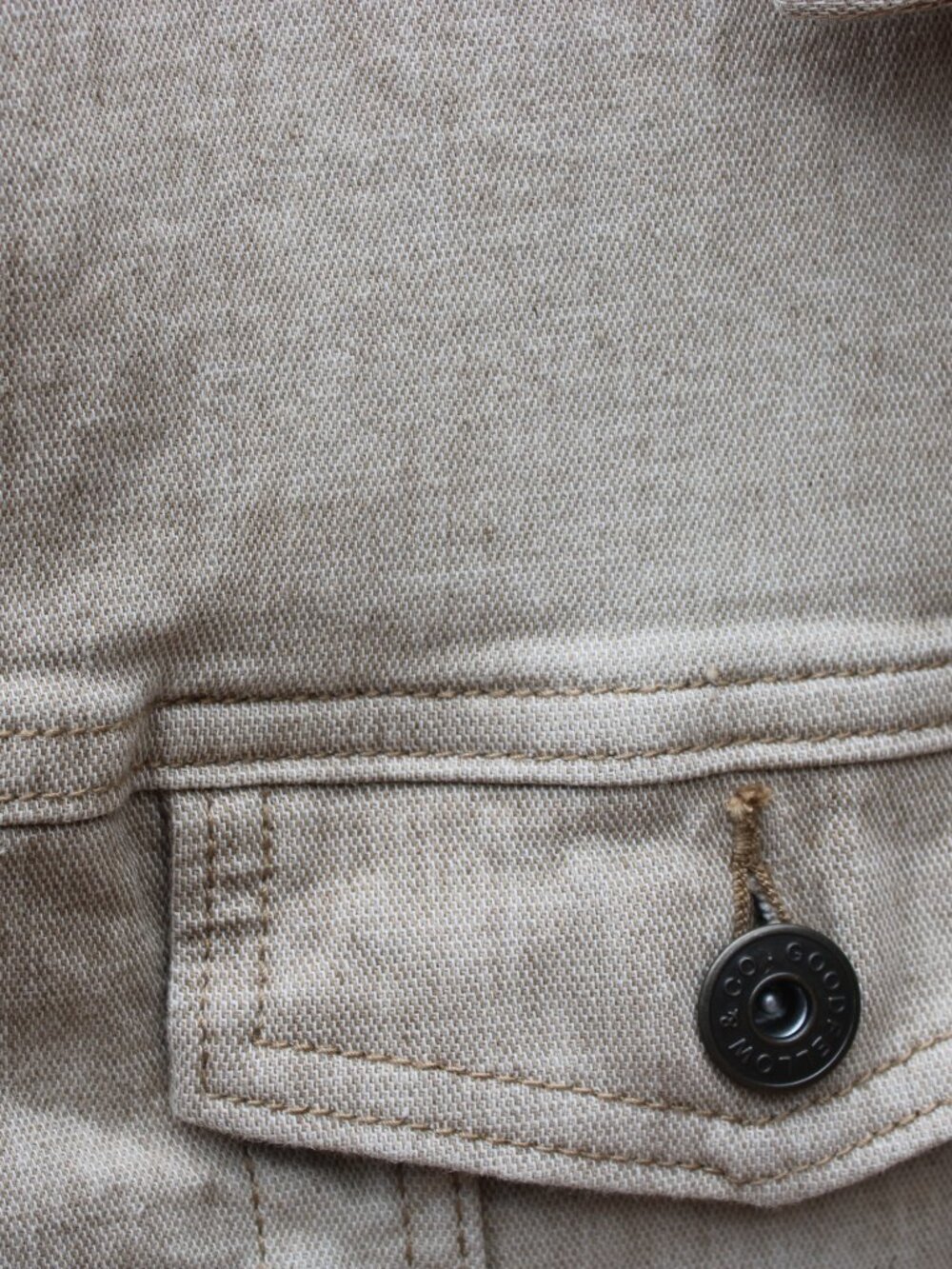 Goodfellow Cotton Men Beige Jacket SZ M Button Down Pockets Adjustable Waist - Picture 6 of 6